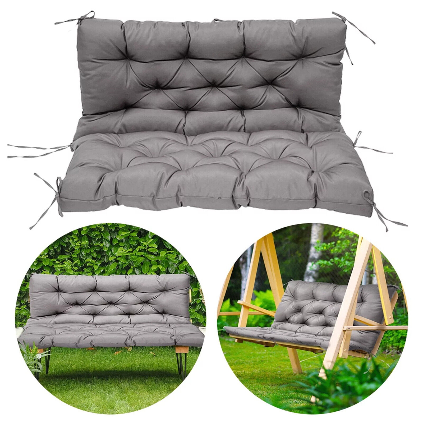 SHANNA Swing Cushion with Backrest and Ties 4'' Thicken Waterproof Swing Chair Seat Pad 2-3 Seater Patio Bench Cushion for Outdoor Garden Furniture