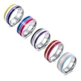 thumbnail image 6 of 5 colors Silver Band Men Women's Rainbow Ring 8mm Stainless Steel Sz 6-12, 6 of 8