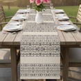 thumbnail image 4 of Bohemian Ethnic Table Runner, Brown Black Lines Linen Texture Cotton Linen Kitchen Table Decoration Washable Dining Tabletop Runners for Home Party Decor 13x36 Inches, 4 of 9