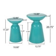 thumbnail image 7 of GDF Studio Soto Outdoor Metal Side Tables, Set of 2, Teal, 7 of 7