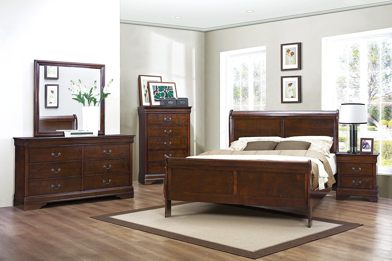 Louis Phillipe Bedroom Set 5Pc in Black by Lifestyle w/Options