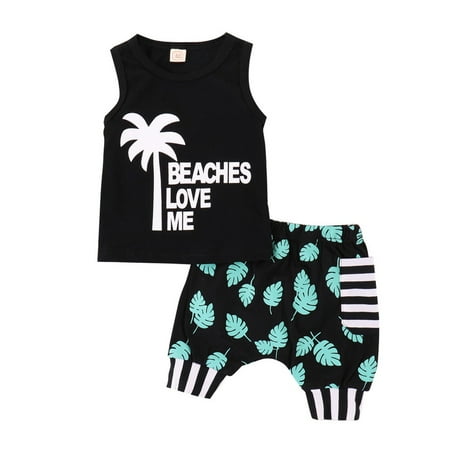 

Rovga Toddler Kids Baby Boys Girls Sleeveless Letter Vest Tops + Shorts Outfits Set Girls Boys Romper&Jumpsuit