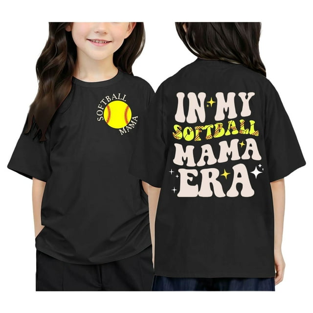 Rovga T-Shirt d'Été pour Filles de 12 à 13 Ans, Imprimé Dessin Animé, Col Rond, Manches Courtes, Couleur Unie, Noir