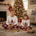 thumbnail image 5 of Family Matching Christmas Pajama Set Tree Print Long Sleeve Tops Plaid Pants Sleepwear Outfits, 5 of 7