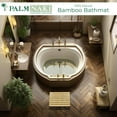 thumbnail image 5 of PALM NAKI Bamboo Bathmat - 100% Natural Wooden Floor Mat - Non-Slip, Sustainable, Eco-Friendly - Modern Asian Design - Perfect for Bathroom & Spa (17x13), 5 of 7