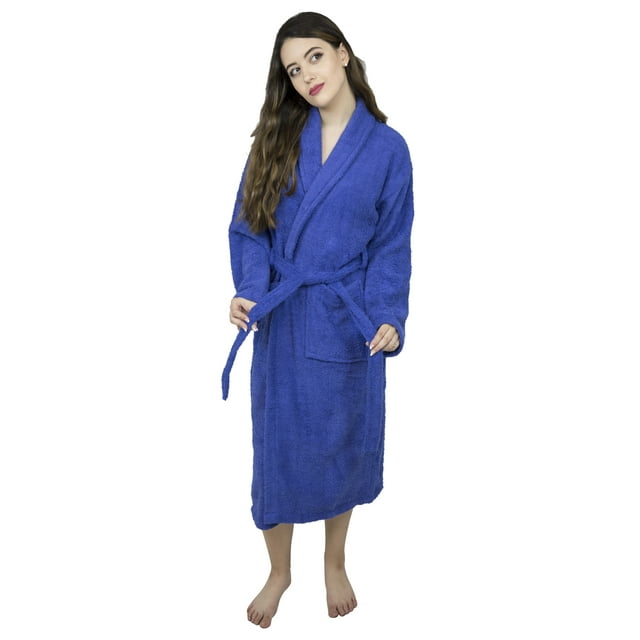 Peignoir Col Châle pour Femmes, Kimono en Coton Éponge de Luxe pour Spa