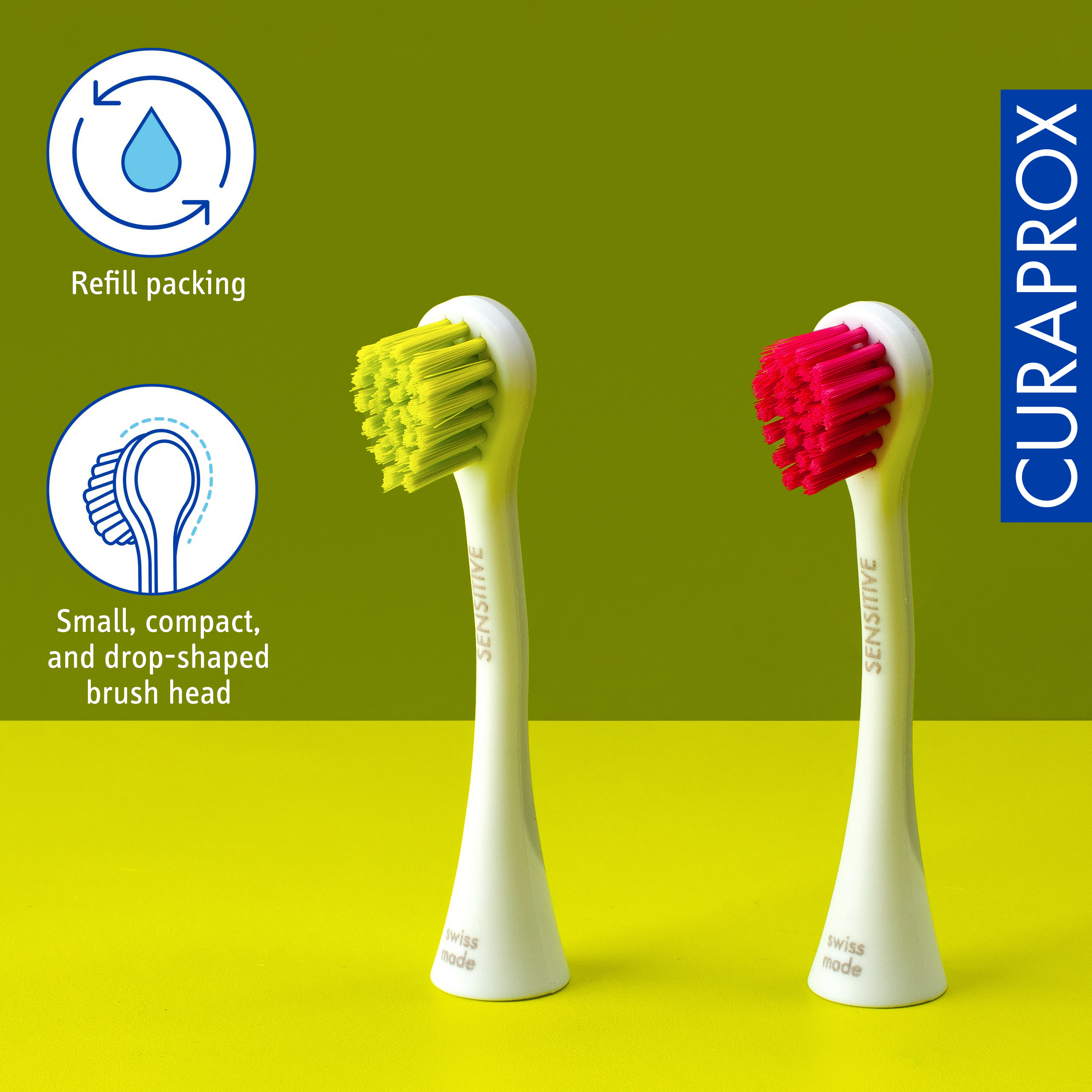 Curaprox Hydrosonic Brush Head Sensitive magenta/green, 2 pcs