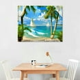 thumbnail image 2 of Shiartex Palm Trees Sailboat Beach Canvas Wall Art Print Home Decor Living Room Bedroom Office Wall Decor 16x12in, 2 of 6