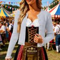 thumbnail image 2 of HCYSFG Womens Crochet Cardigan V Neck Button Front Long Sleeve Hollow Out Cropped Fit Knit Sweater Oktoberfest Layering Tops, 2 of 6