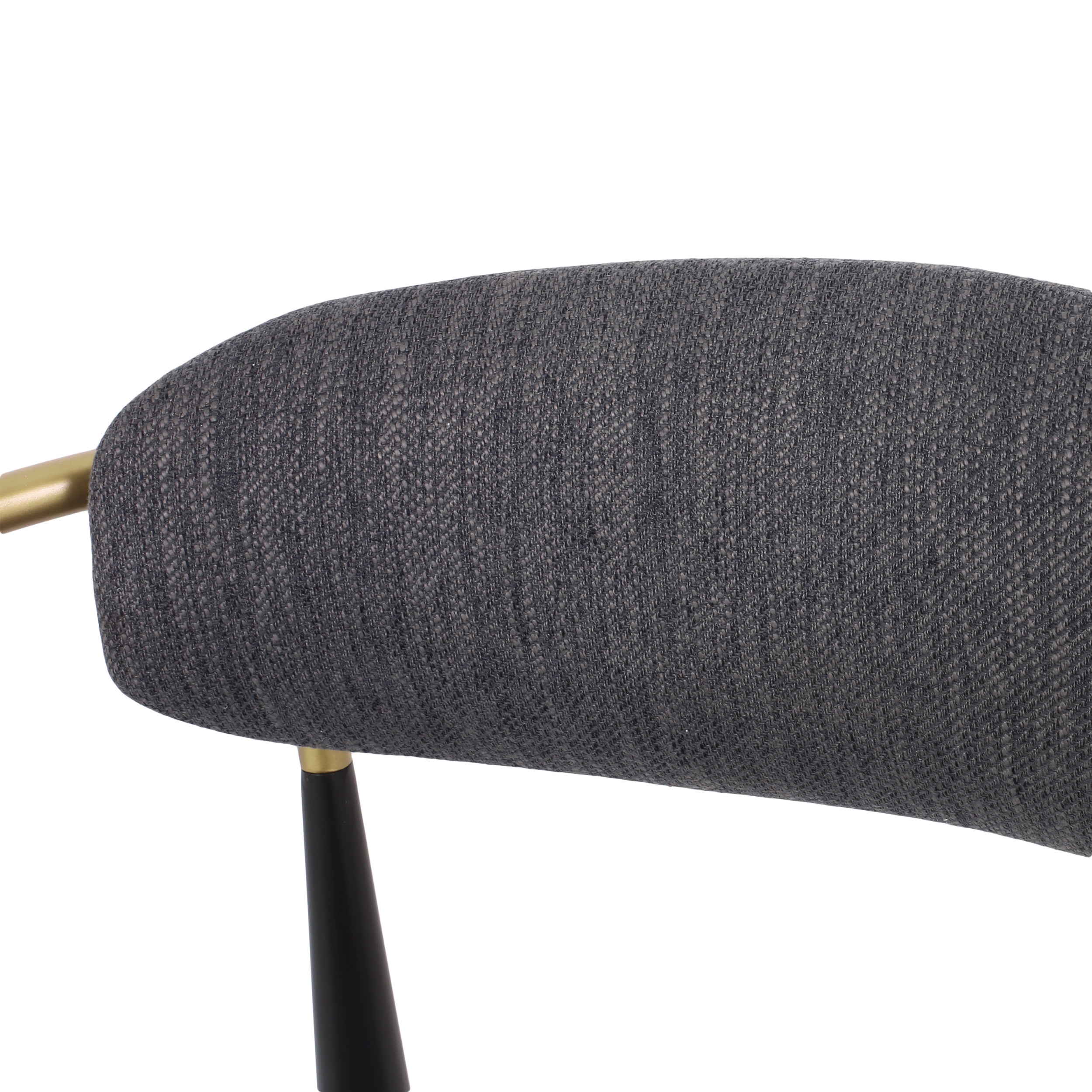 Noble House Boise Fabric Upholstered Metal Dining Chairs, Set of 2, Charcoal, Black, and Gold