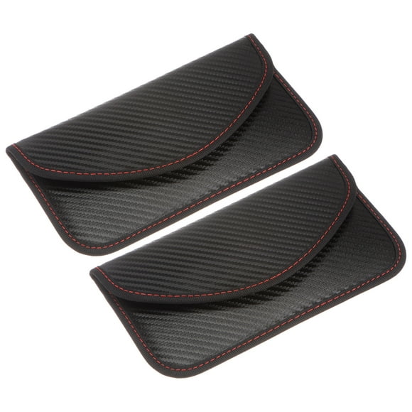 Unique Bargains Faraday Bag, 2Pcs RFID Signal Blocking Pouch Carbon Fiber Anti-Radiation Anti-Tracking Anti-Spying, Black