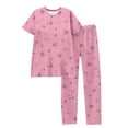 thumbnail image 3 of Garbnen Valentines Pj Sets for Woman Bow Print Short Sleeve Crew Neck Top and Pants Spring Summer 2 Piece Lounge Sets, 3 of 4