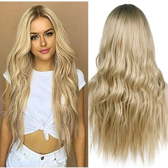 Kiplyki Women's Gold Micro Curl Head Set Wavy Curl Wig Can Be Straightened and Bent