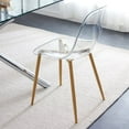 thumbnail image 5 of BSHTI Modern simple transparent dining chair plastic chair armless crystal chair Nordic creative makeup stool negotiation chair Set of 4 and wood color metal leg, 5 of 15