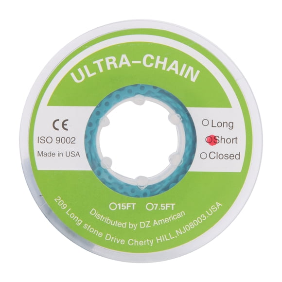 Cadena elástica de ortodoncia con banda de goma para herramientas dentales, accesorios y suministros, verde