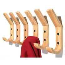 6 Pack Wooden Coat Hooks Wall Hooks, Natural Oak Wood Hooks Decorative Vintage Wood Wall Hooks Organizer Heavy Duty Wall Mounted Hooks for Hanging Coats, Key, Cap, Cup