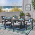 thumbnail image 2 of GDF Studio Agnew Outdoor Acacia Wood 7 Piece Dining Set with Cushion, Sandblasted Dark Gray and Light Gray, 2 of 9