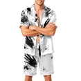 thumbnail image 2 of Halloween Pajamas Men Cute Halloween Pajamas for Men Matching Halloween Pajamas Pumpkin Pajamas Men Halloween Pjs Halloween Pajamas Men Casual Short Sleeve Button Down Tops Shorts, White, S, 2 of 4