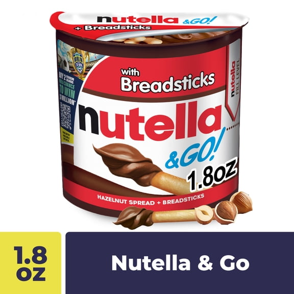 Nutella & Go! Hazelnut Spread with Breadsticks, On-the-Go Snack Cups, Snack Packs, 1.8 oz