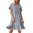 thumbnail image 1 of Vestido de verano holgado para mujer: manga corta, cintura ajustada, fluido, tallas S-XXXL, 1 of 4