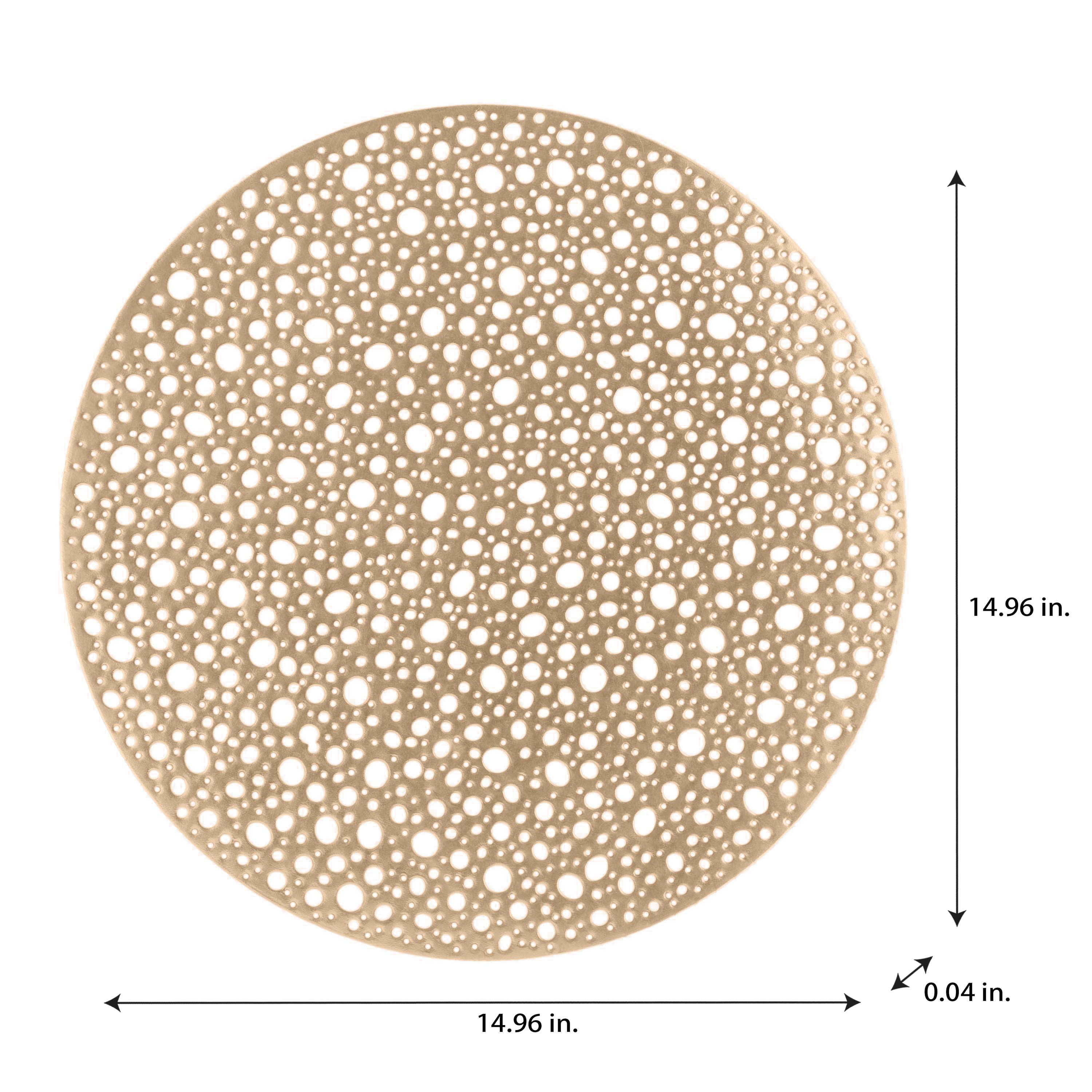 Home Details Set of Four Round Moon Laser Cut Table Place Mat, Gold