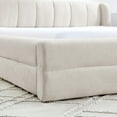thumbnail image 6 of Queen Size Chenille Upholstered Bed Frame with Thick Fabric, Modern Solid Wood Floor Platform with Headboard for Bedroom, No Box Spring Needed, Beige, 6 of 7