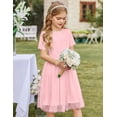 thumbnail image 4 of Oudiya Girls Tutu Belted Fluffy Pink Dress Summer Party Wedding Flower Dress for Kids 3-11Y, 4 of 8