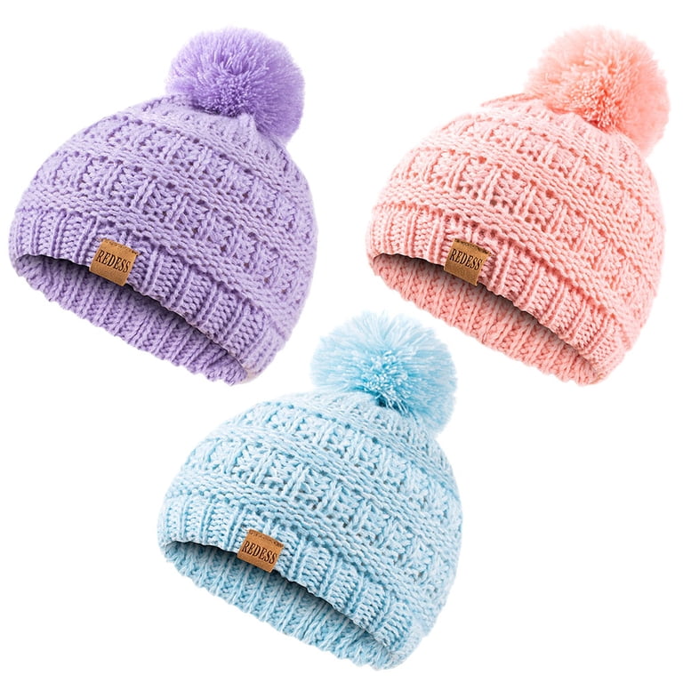 REDESS Baby Winter Pom Pom Beanie Hats 3-Pack photo 1