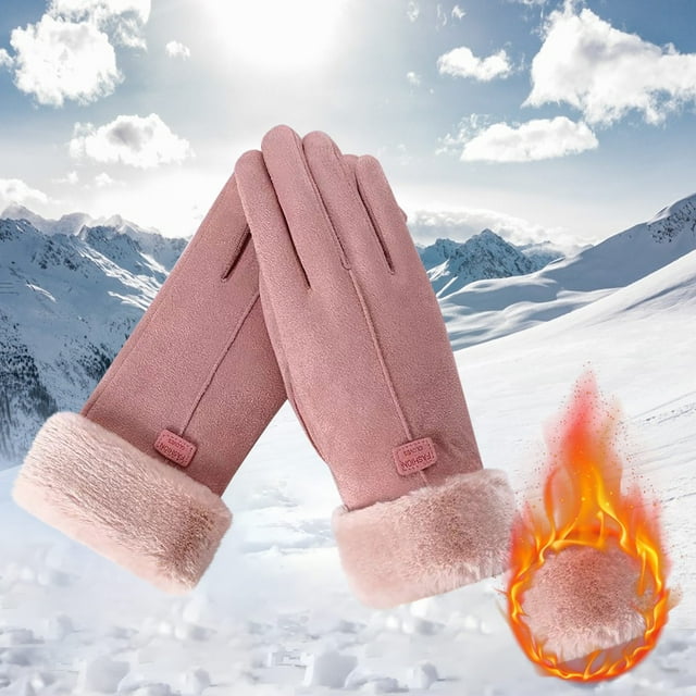 Fiudx Guantes de Piel Polar, Diseño Invernal Súper Cálido, Piel Suave y Cómoda, Estilo Coreano, Imprescindibles para Ciclismo y Senderismo Al Aire Libre, Protección Invernal, 1 Par
