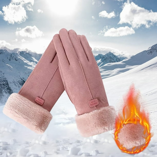 Guantes cálidos de lana de cuero Lisbinx, cachemir de invierno y versión coreana, para niñas, para ciclismo al aire libre, otoño e invierno, guantes fríos.