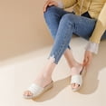 thumbnail image 2 of Xucatan Women's Open Toe Wedge Sandals, Breathable Canvas Espadrille Slides with Buckle Strap, Lightweight Comfortable Platform Shoes, Versatile Casual Holiday Style Gift, 2 of 8