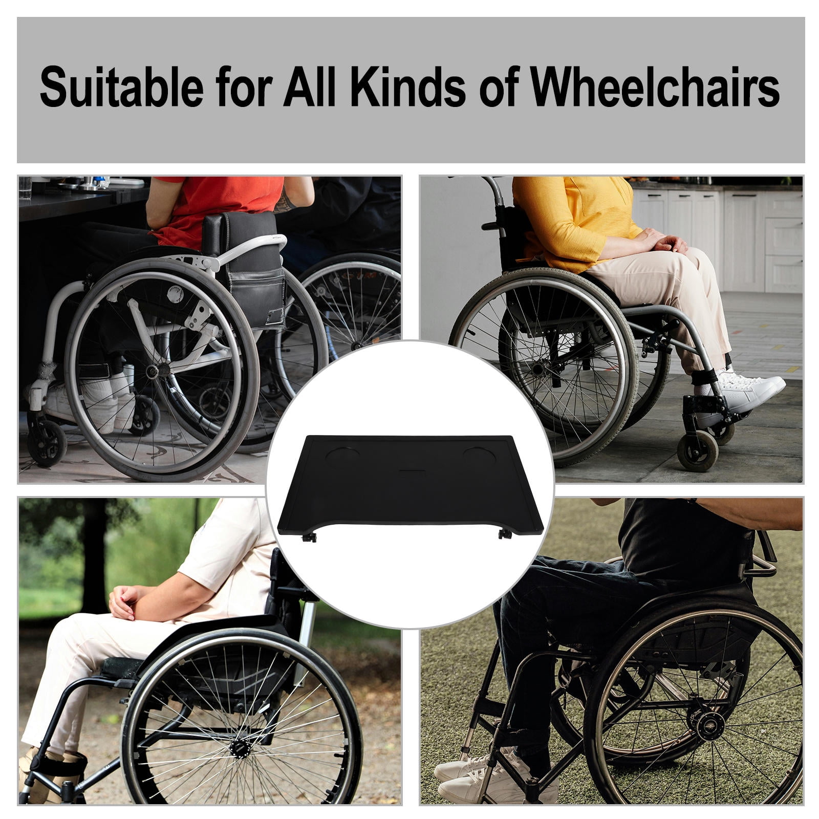 Pawsdot Wheelchair Tray Table Cup Holder Rectangular Design for Adults 1Pack