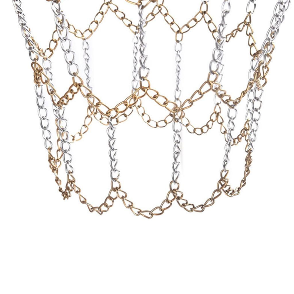 DimyFew 12-Loop Basketball Net Basketball Chain Net Zinc Plated Steel Indoor Outdoor Rim Aureate and Argent