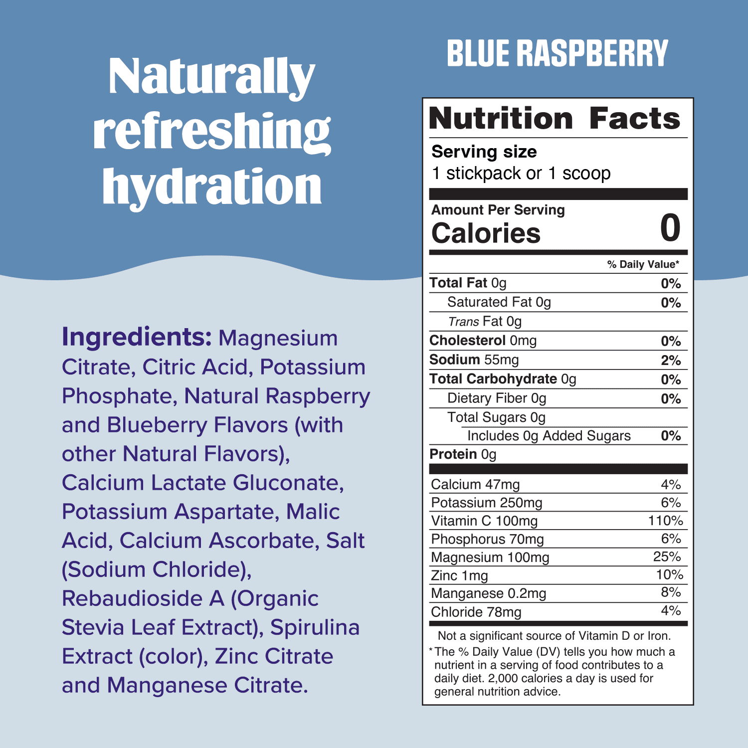 Ultima Replenisher Hydration Electrolyte Powder Drink Mix, Sugar-Free Blue Raspberry, 30 Servings