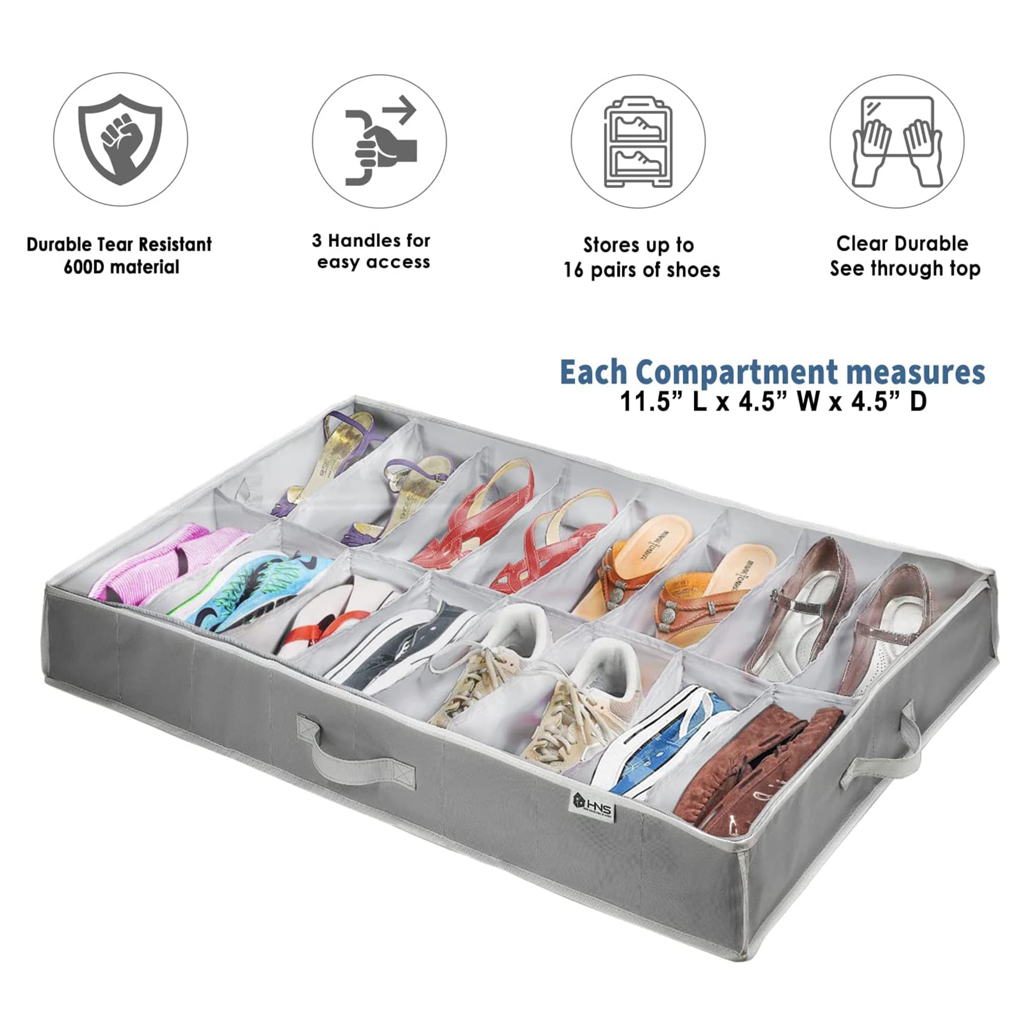 HOLDN' STORAGE Extra-Large Under Bed Shoe Storage Organizer - Underbed  Storage Solution Fits Men's and Women's Shoes, High Heels, and Sneakers  with