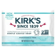 Kirk's Natural Original Coco Castile Bar Soap, Fragrance Free, 4 oz, 3 Count
