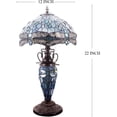 thumbnail image 5 of Rustic Tiffany Table Lamp with Nightlight Sea Blue Stained Glass Dragonfly Style Desk Light Vintage Base 22" Tall Living Room Bedroom Bedside Nightstand Home Office Family WERFACTORY Led Bulb Included, 5 of 7