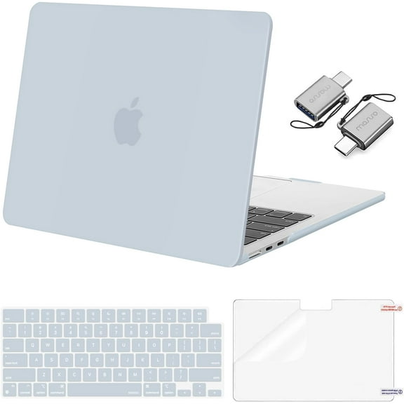 Compatible with MacBook Air 13 inch Case 2025 2024 2023 2022 M4 A3240 M3 A3113 M2 A2681, Plastic Hard Shell&Keyboard Cover&Screen Film&Type C for MacBook Air 13.6 inch Case, Baby Blue
