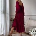 thumbnail image 2 of Robe Maxi à Manches Longues Automne 2024 pour Femmes - Encolure Carrée, Smockée à Volants - Robe Fluide en Polyester avec Poches Latérales - Taille Unique - S-TTG, 2 of 7