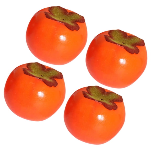 Raindrops Faux Persimmon Decorative Props for Home Orange Foams Material Realistic Simulation 4pcs Mini Size