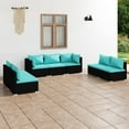 thumbnail image 1 of vidaXL 7 Piece Garden Lounge Set with Cushions Poly Rattan Black, 1 of 4