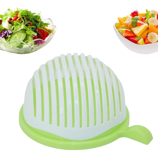 Salad Cutter Bowl, Veggie Choppers and Dicers, Salad Chopper Bowl and Cutter, Multi-Functional Fast Salad Cutter Bowl, Salad Cutter Bowl with Lid Fast Vegetable Cut Set (Green)