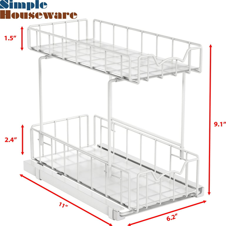 Simple Houseware Stackable 2 Tier Sliding Basket Organizer Drawer, White