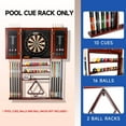 thumbnail image 5 of GSE Games & Sports Expert 10 Cue Wall Mounting Billiard Cue Rack & Dart Board Cabinet Combination, Hanging Wall Pool Stick Holder & Dartboard - Mahogany, 5 of 7