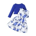 thumbnail image 6 of Splozh Dress for Baby Girl 2T 3T 4T 5T 6T 7T 8T 2PCS Little Toddler Girls Dress with Cardigan Floral Dresses Fall Clothes,Blue,5-6 Years, 6 of 9