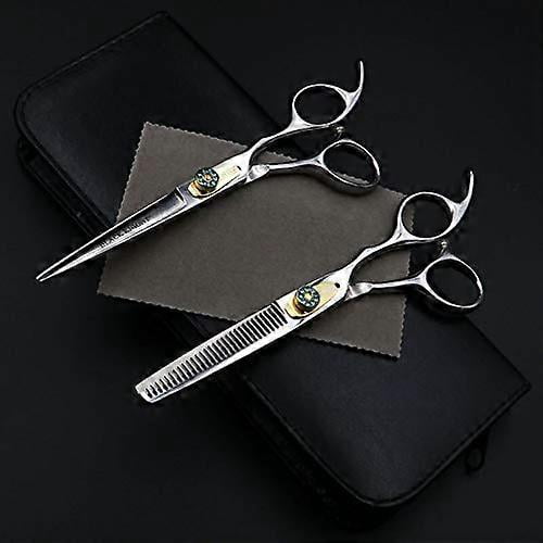 Tijeras de peluquería profesionales de 15 cm (6 pulgadas) con tijeras de entresacar y estuche.