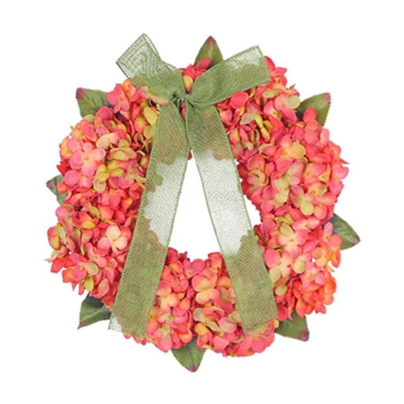 Aximioll 11.81In Christmas Orange Hydrangea Wreath with Artificial Layered Floral Details, Holiday Home Decor for Front Door, Mantel and Entryway