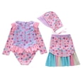 thumbnail image 4 of Toddler Swimsuit Girl Mermaid Print Long Sleeve One Piece Swimsuit with Colorful Hem Swim Skirt and Cap 3 Piece Set Bathing Suits for Girls Size 3-4Y, 4 of 5