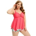 thumbnail image 5 of Plus Size Swim Dress for Women Tummy Control Bathing Suit with Boyshorts Two Piece Tankini Swimsuits Pink 5XL, 5 of 5
