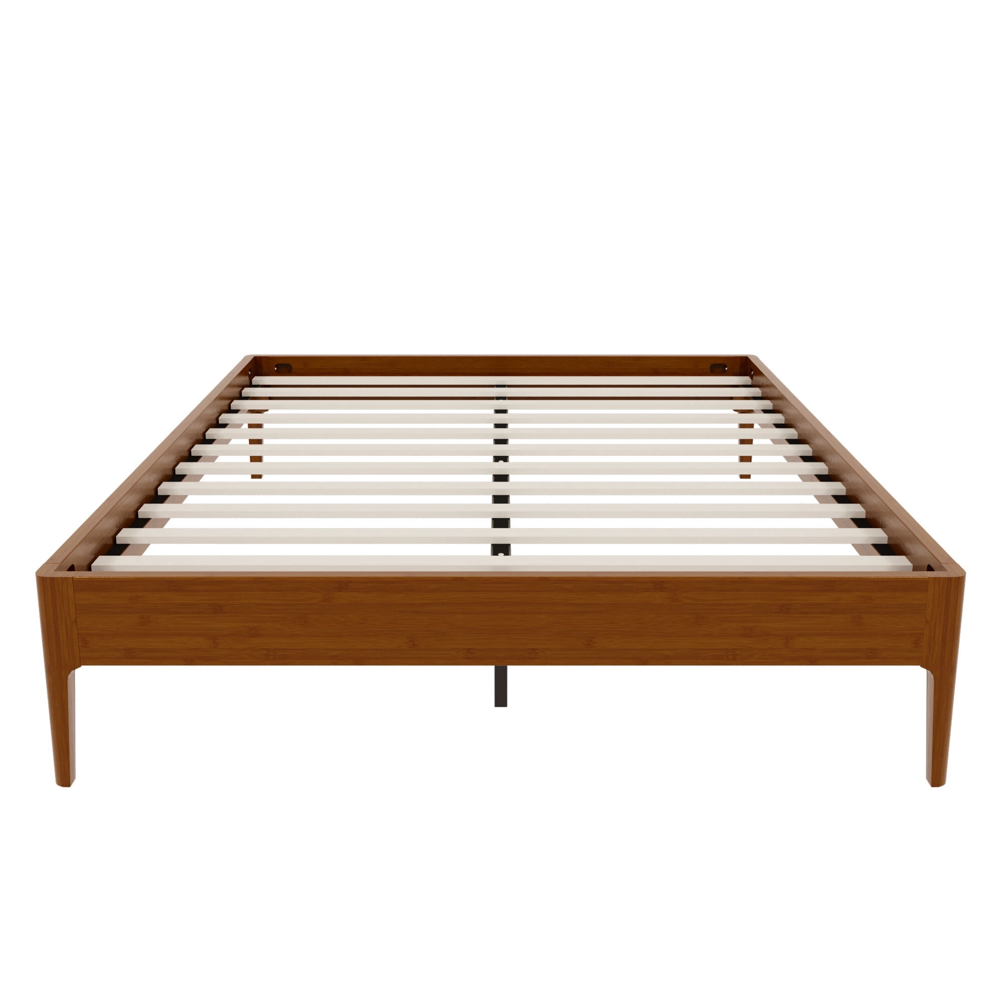 Euroco Bamboo Wood Platform Bed, Queen Size Minimalist Style Bed, Brown